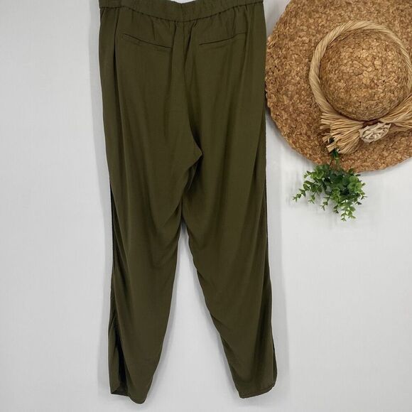 Madewell Dolphin Hem Track Trousers Pull-On Athleisure Pockets Green Small - Picture 7 of 14
